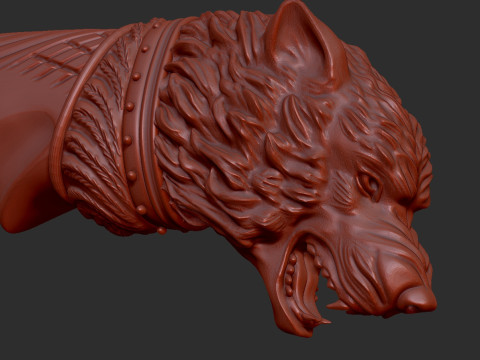 Wolf Head Knife Handle 3D Druckmodell