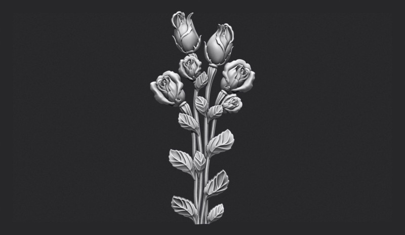 Roses bas relief 3D 打印模型 .c4d .max .obj .3ds .fbx .stl .blend