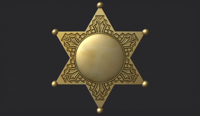 Sheriff Star Badge 3D Druckmodell .c4d .max .obj .3ds .fbx .stl .blend 