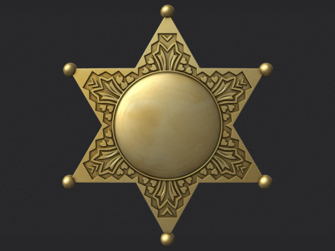 Sheriff Star Badge Model Cetak 3D
