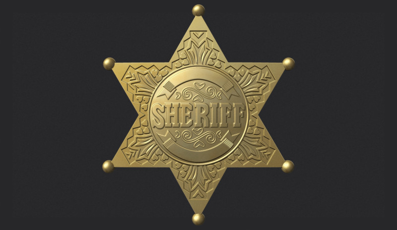 Sheriff Star Badge Model Cetak 3D .c4d .max .obj .3ds .fbx .stl .blend 