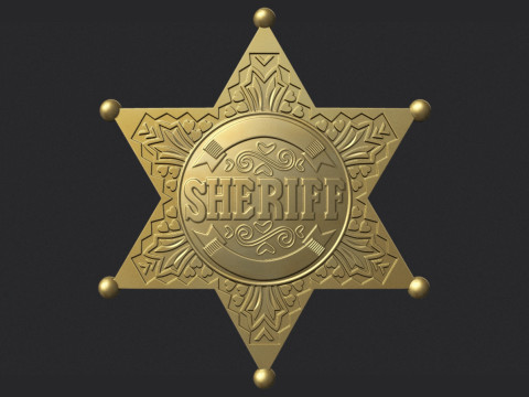 Sheriff Star Badge Model Cetak 3D