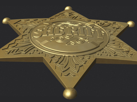 Sheriff Star Badge Model Cetak 3D