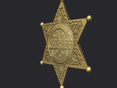 Sheriff Star Badge Model Cetak 3D