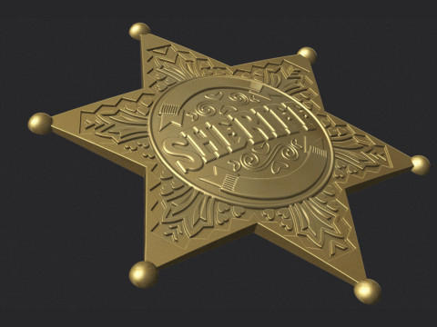 Sheriff Star Badge Model Cetak 3D