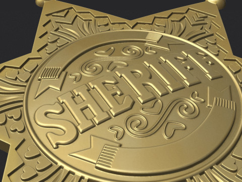 Sheriff Star Badge Model Cetak 3D