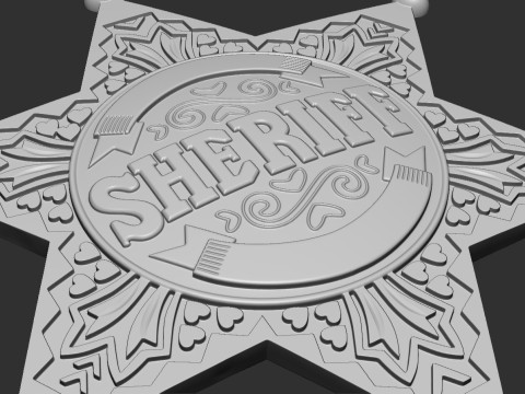 Sheriff Star Badge Model Cetak 3D