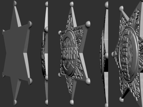 Sheriff Star Badge Model Cetak 3D