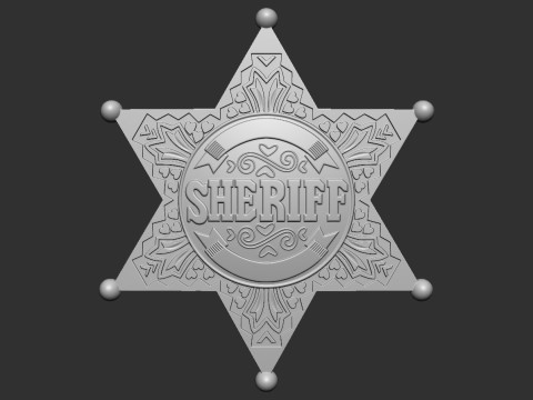 Sheriff Star Badge Model Cetak 3D