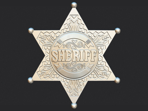 Sheriff Star Badge Model Cetak 3D