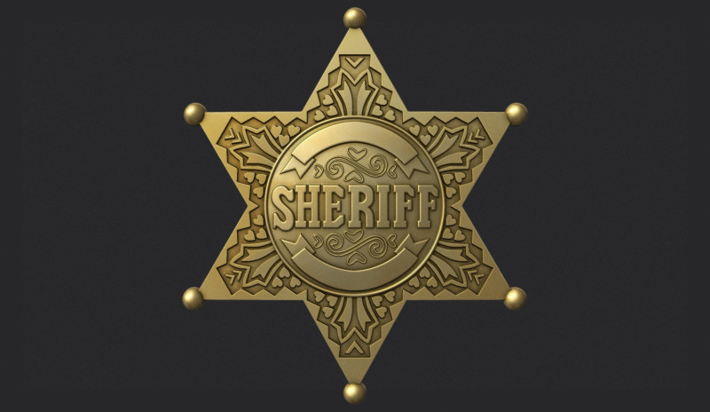 Sheriff Star Badge 3D Baskı Modeli .c4d .max .obj .3ds .fbx .stl .blend 
