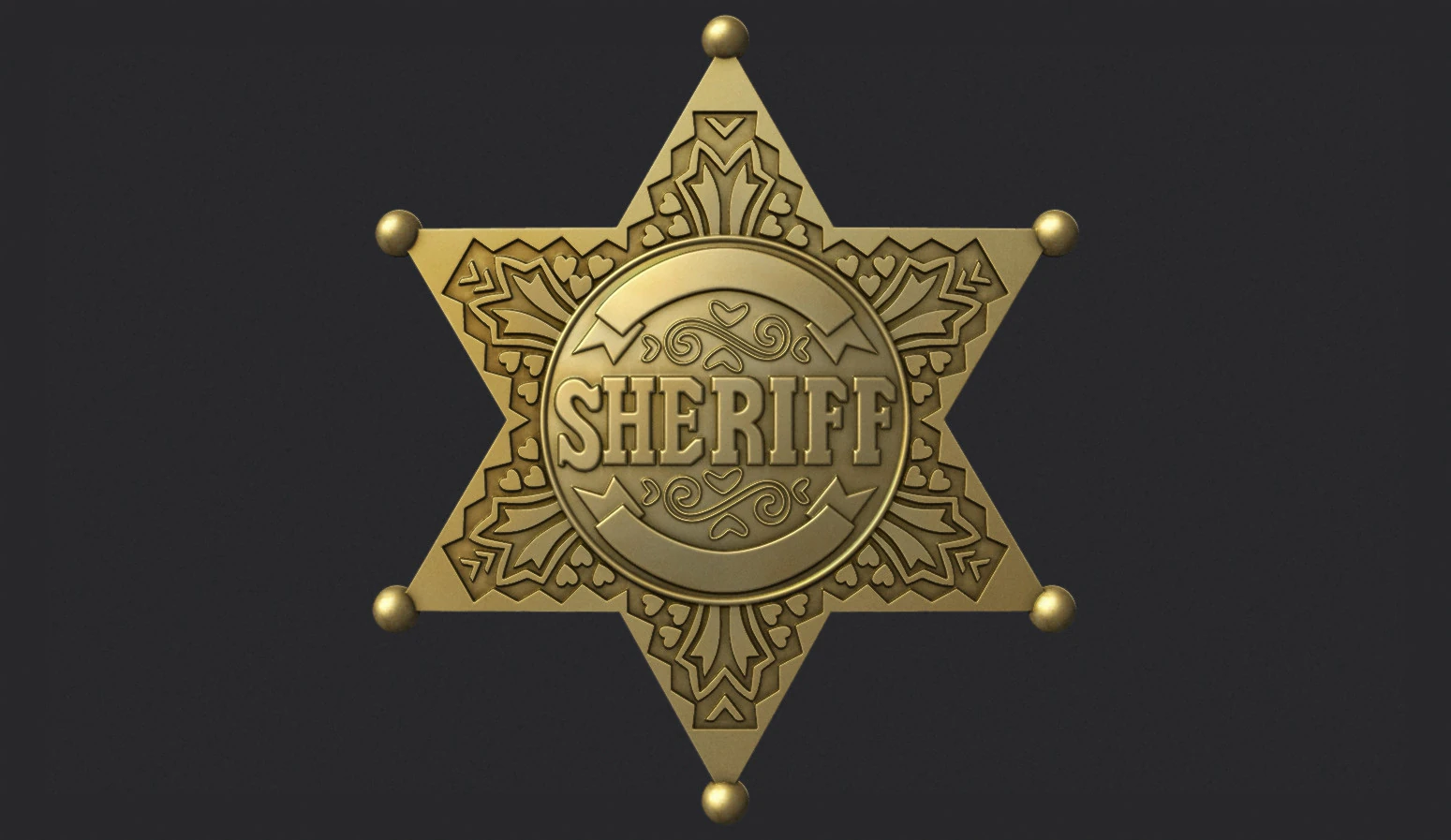 Sheriff Star Badge 3D Print Model .c4d .max .obj .3ds .fbx .stl .blend 
