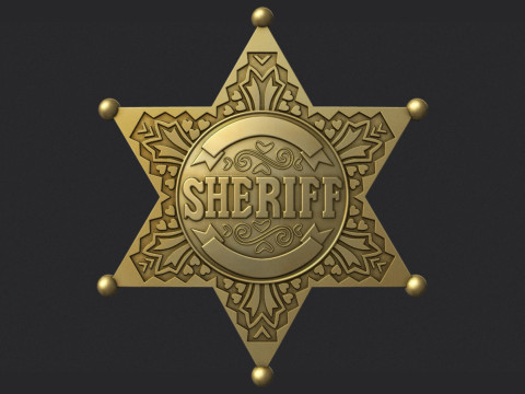 Sheriff Star Badge Model Cetak 3D