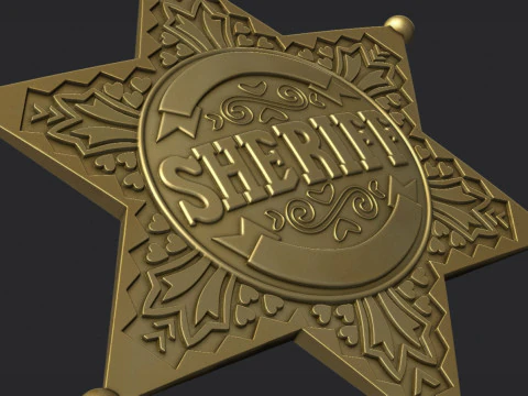 Sheriff Star Badge 3D Print Model