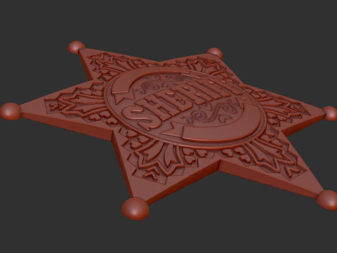 Sheriff Star Badge 3D Print Model
