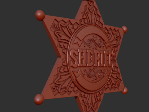 Sheriff Star Badge 3D Print Model