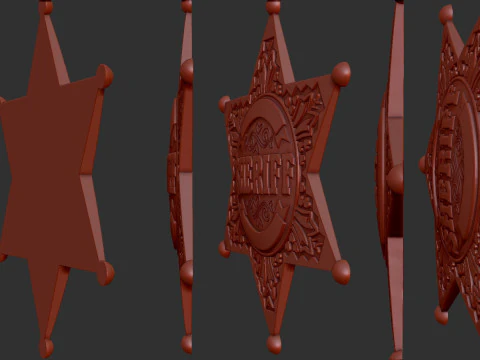 Sheriff Star Badge 3D Print Model