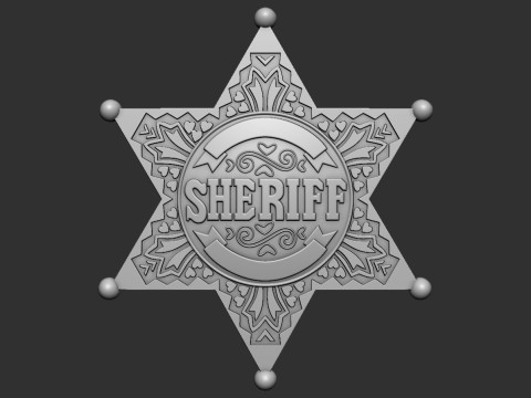 Sheriff Star Badge 3D Baskı Modeli