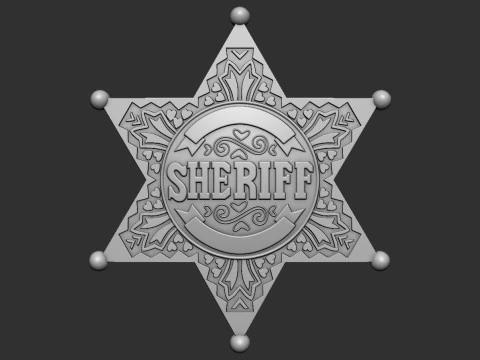 Sheriff Star Badge 3D Print Model