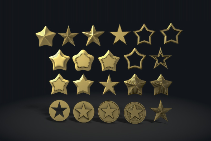 Stars Set 3D 打印模型 .c4d .max .obj .3ds .fbx .stl .blend 