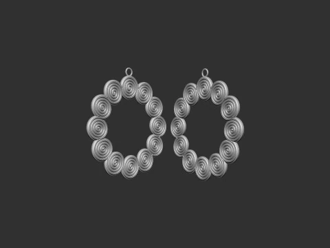 Spiral Earrings 3D Print Model