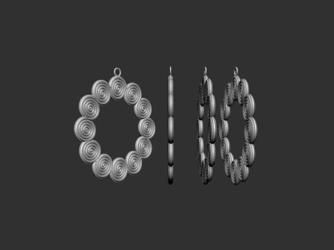 Spiral Earrings 3D Print Model