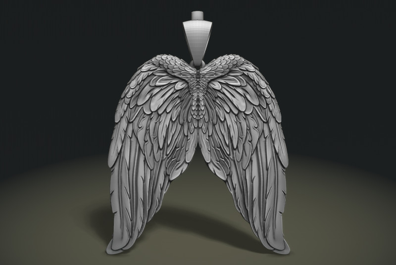 Angel Wings Pendant 3D Print Model .c4d .max .obj .3ds .fbx .stl .blend 