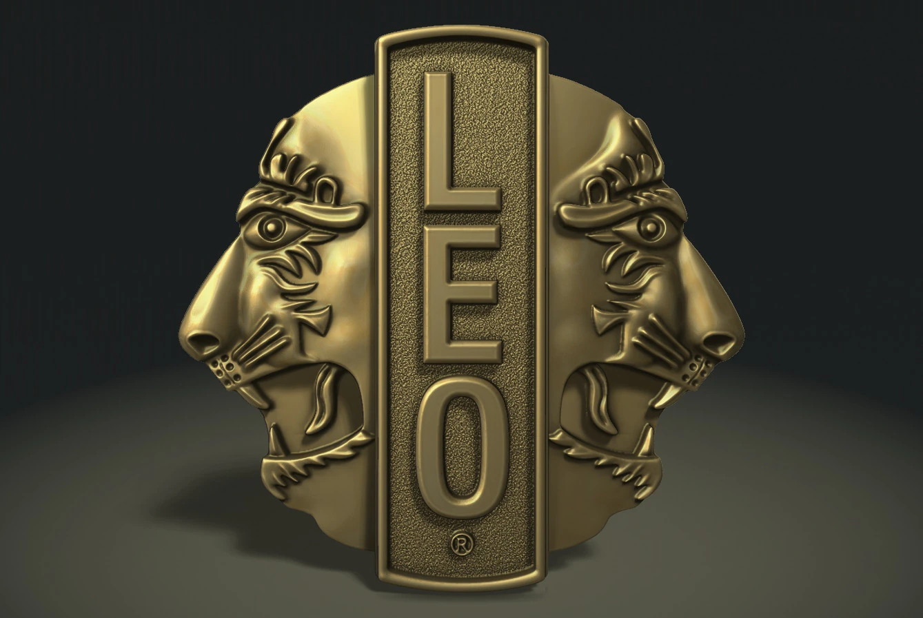 Lions club logo 3D Print Model .c4d .max .obj .3ds .fbx .stl .blend
