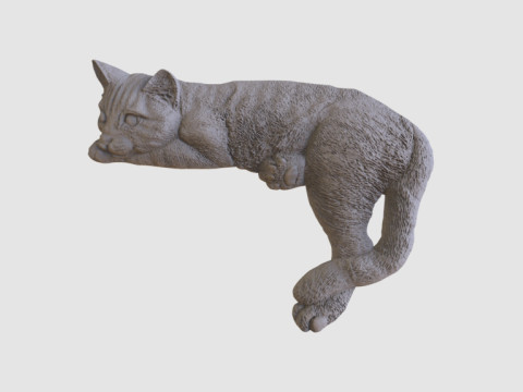 Lazy Cat Bas-Relief 3D 3D Baskı Modeli