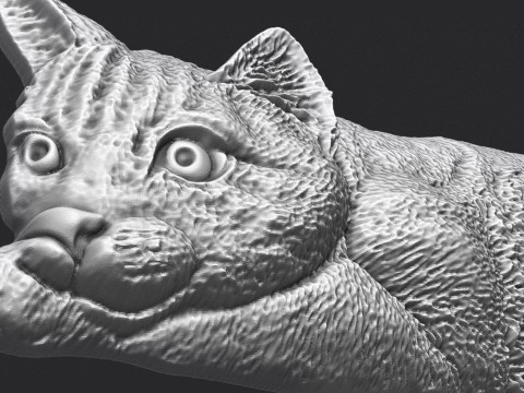 Lazy Cat Bas-Relief 3D 3D Принт Модель