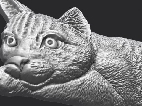 Lazy Cat Bas-Relief 3D 3D Print Model