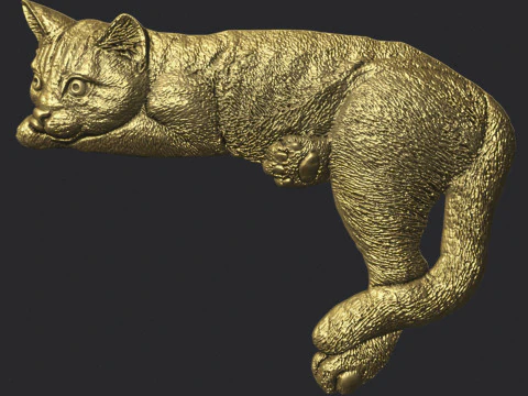 Lazy Cat Bas-Relief 3D 3D Print Model