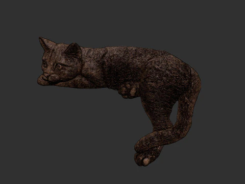 Lazy Cat Bas-Relief 3D 3D Print Model