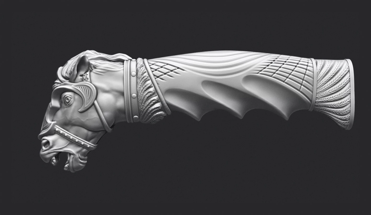 Horse Head Knife Handle 3D Print Model .c4d .max .obj .3ds .fbx .stl .blend 