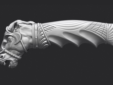 Horse Head Knife Handle 3D Druckmodell