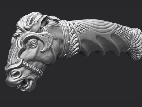 Horse Head Knife Handle 3D Print Model