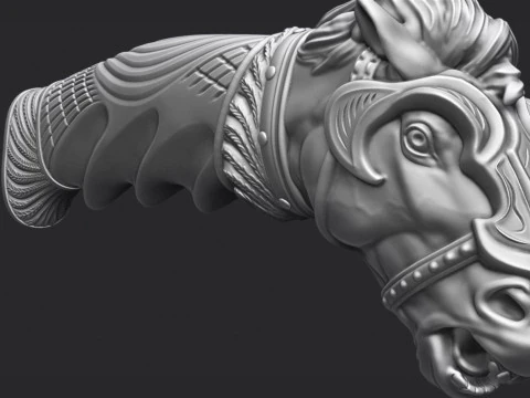 Horse Head Knife Handle 3D Print Model