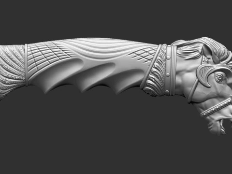 Horse Head Knife Handle 3D Print Model