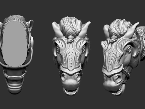 Horse Head Knife Handle 3D Print Model