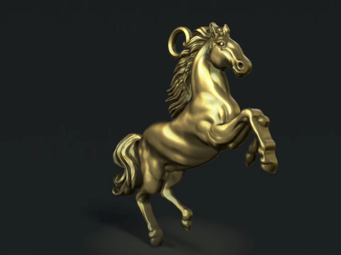 Horse Rearing Up Pendant 3D Print Model