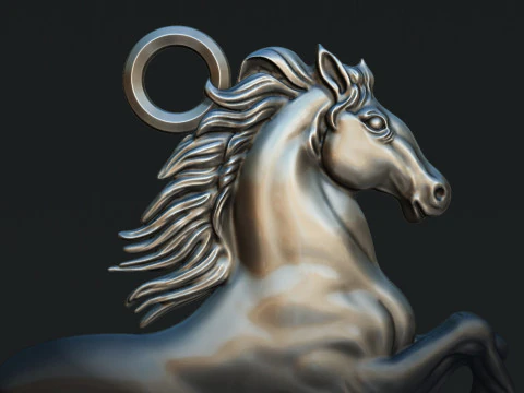 Horse Rearing Up Pendant 3D Print Model