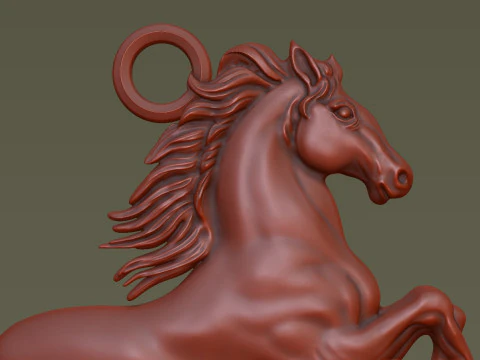 Horse Rearing Up Pendant 3D Print Model