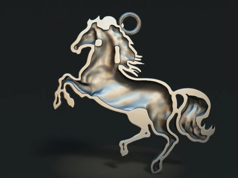Horse Rearing Up Pendant 3D Print Model