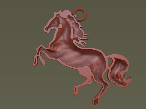 Horse Rearing Up Pendant 3Dプリントモデル