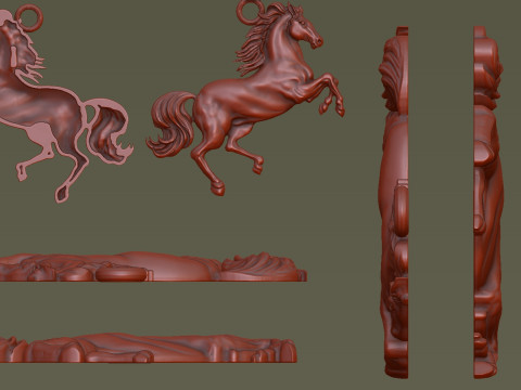 Horse Rearing Up Pendant 3Dプリントモデル