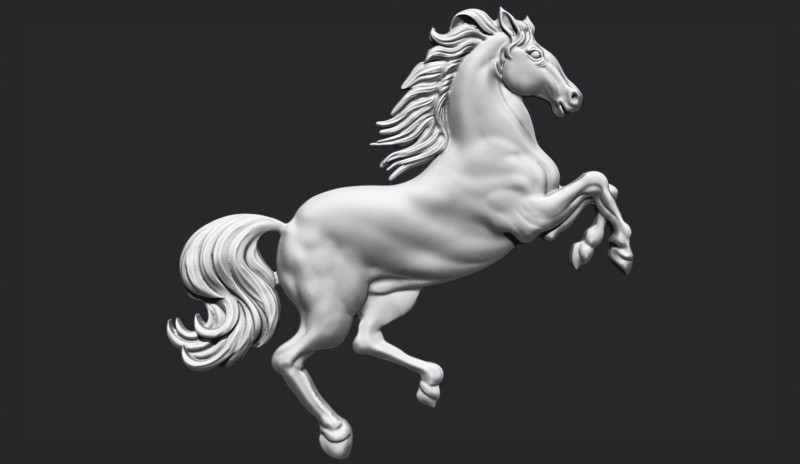 Horse Rearing Up Bas Relief 3D 打印模型 .c4d .max .obj .3ds .fbx .stl .blend