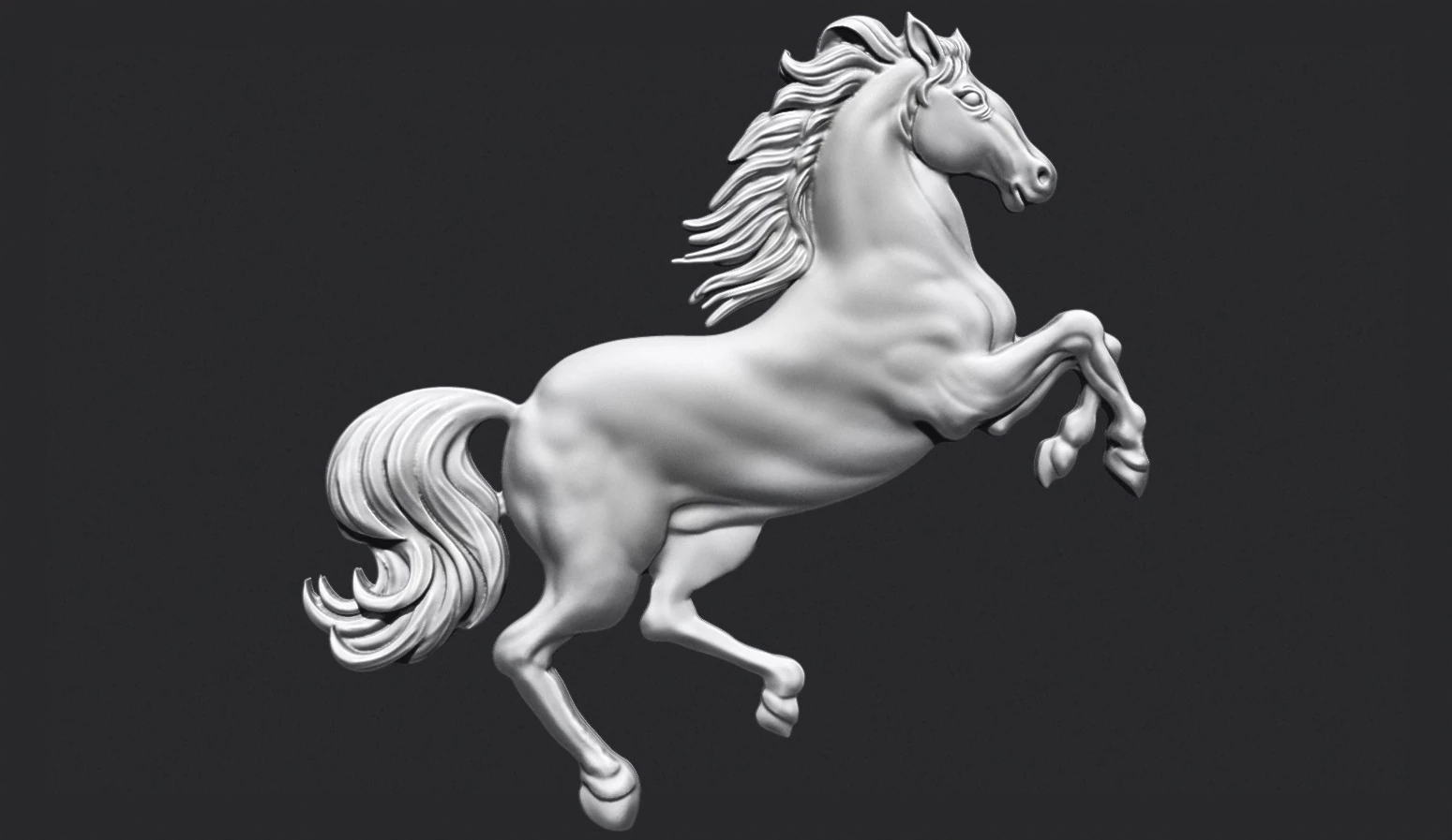 Horse Rearing Up Bas Relief 3D Print Model .c4d .max .obj .3ds .fbx .stl .blend 