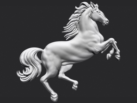 Horse Rearing Up Bas Relief 3D Druckmodell