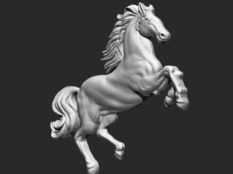 Horse Rearing Up Bas Relief 3D Print Model