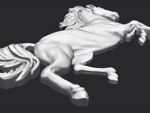 Horse Rearing Up Bas Relief 3D Print Model